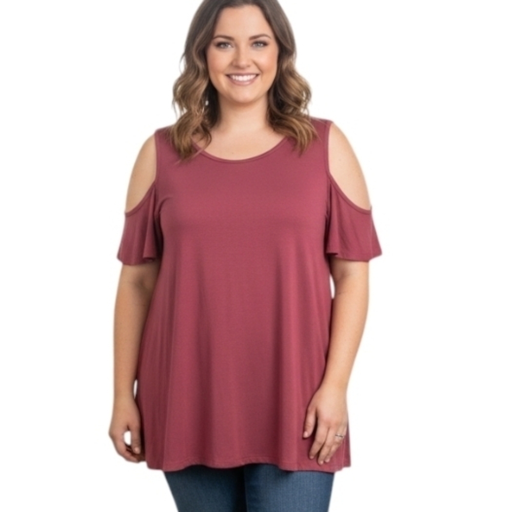 American Eagle Outfitters Soft & Sexy Cold Shoulder Top in Maroon